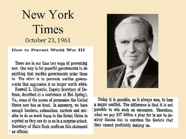 New York Times October 23, 1961 . . . 