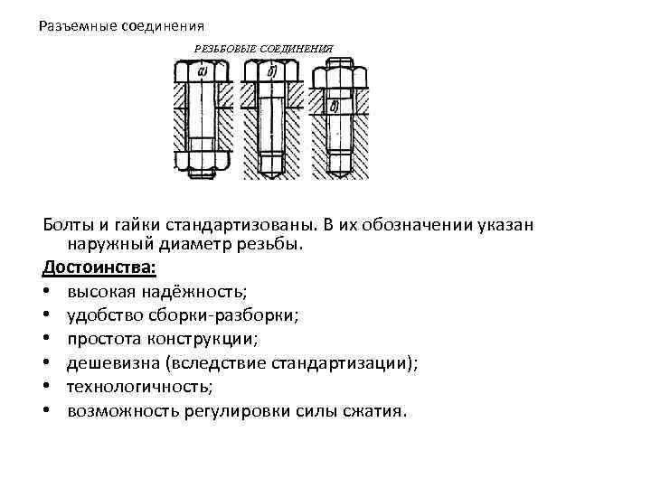 Разъемные резьбы