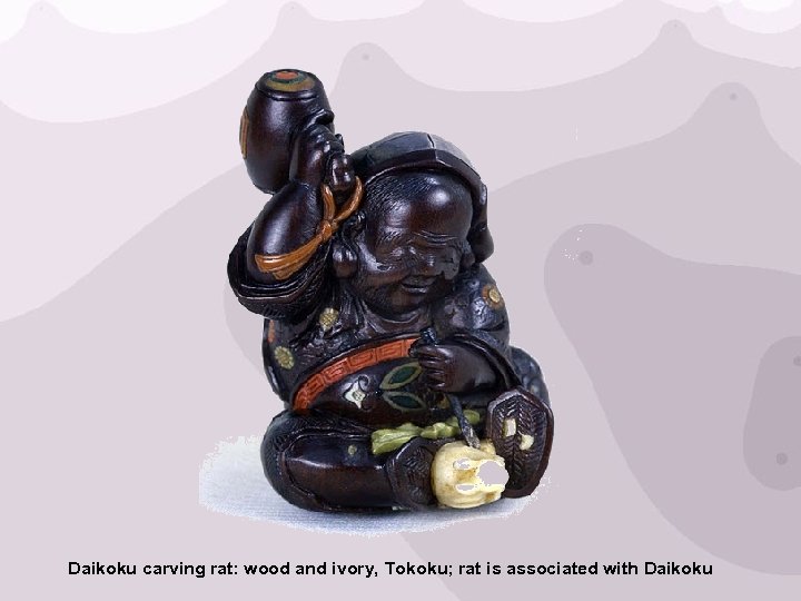 Daikoku carving rat: wood and ivory, Tokoku; rat is associated with Daikoku 