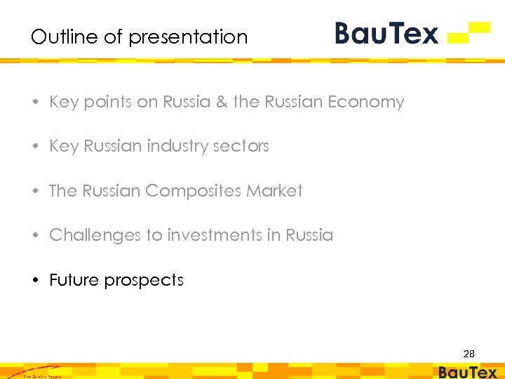 Outline of presentation • Key points on Russia & the Russian Economy • Key
