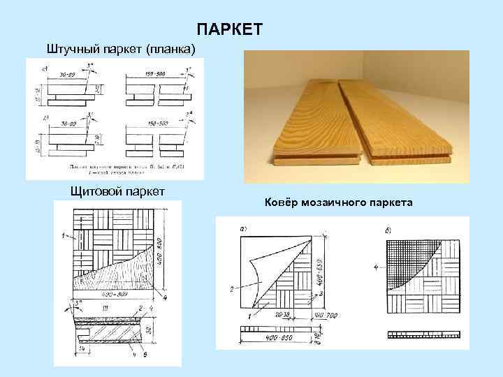 ПАРКЕТ Штучный паркет (планка) Щитовой паркет Ковёр мозаичного паркета 