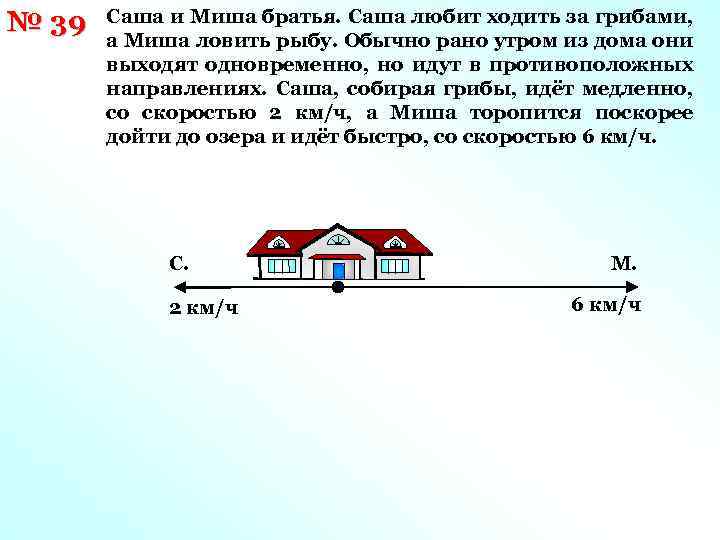 № 39 Саша и Миша братья. Саша любит ходить за грибами, а Миша ловить