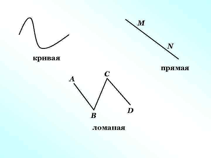 М N кривая прямая С А В ломаная D 