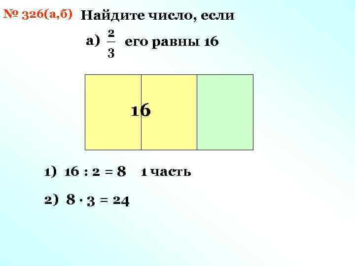 № 326(а, б) Найдите число, если а) его равны 16 16 1) 16 :