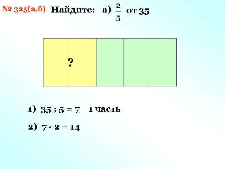 № 325(а, б) Найдите: а) ? 1) 35 : 5 = 7 2) 7