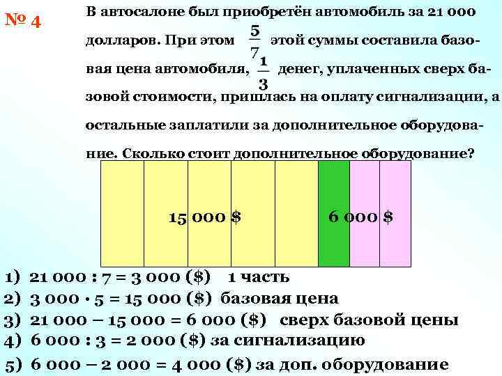 № 4 В автосалоне был приобретён автомобиль за 21 000 долларов. При этом вая