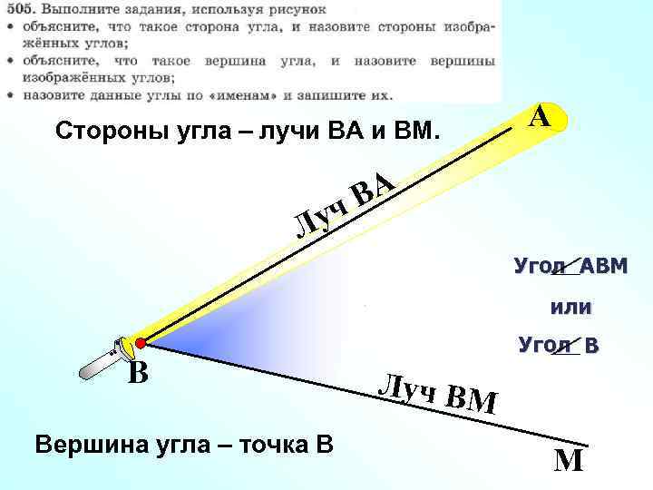 При определенном угле. Стороны угла. Объясни что такое вершина и стороны угла.