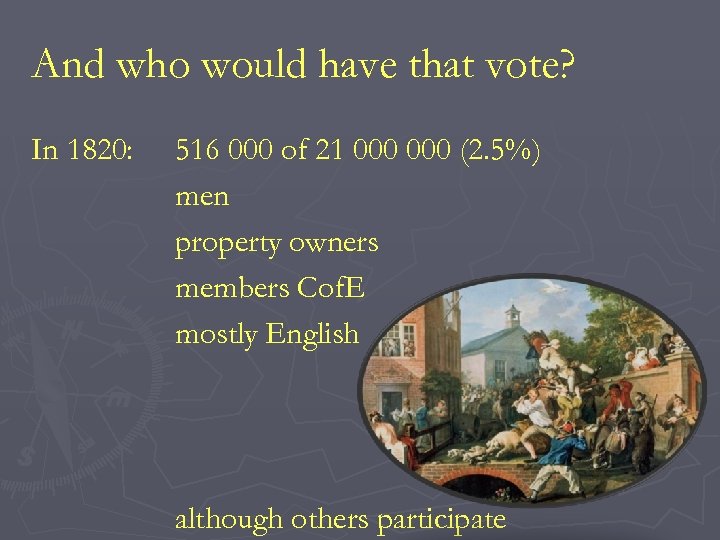 And who would have that vote? In 1820: 516 000 of 21 000 (2.