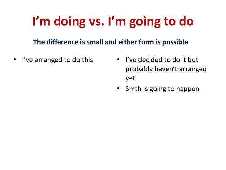 I’m doing vs. I’m going to do The difference is small and either form