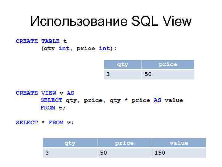 Использование SQL View 