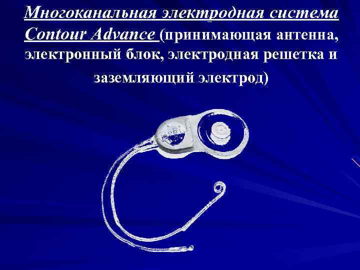 Многоканальная электродная система Contour Advance (принимающая антенна, электронный блок, электродная решетка и заземляющий электрод)