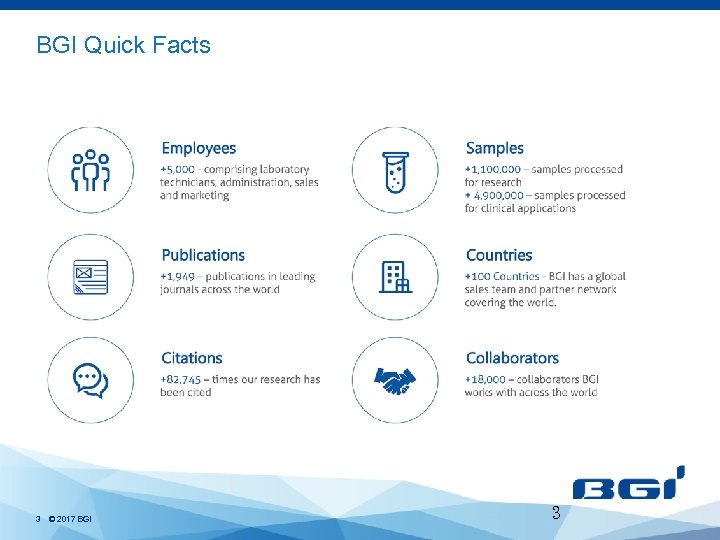 BGI Quick Facts 3 © 2017 BGI 3 