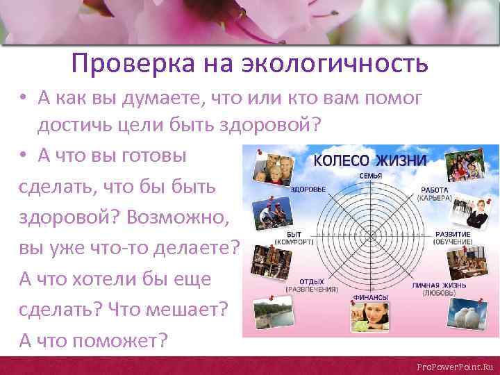 Проверка на экологичность • А как вы думаете, что или кто вам помог достичь