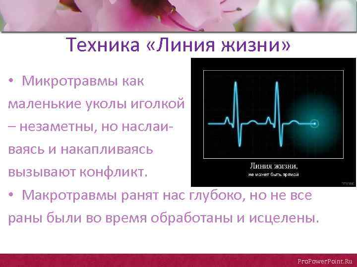 Техника «Линия жизни» • Микротравмы как маленькие уколы иголкой – незаметны, но наслаиваясь и