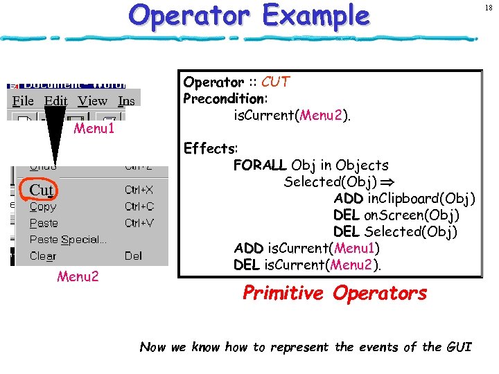 Operator Example File Edit View Ins Menu 1 Cut Menu 2 Operator : :