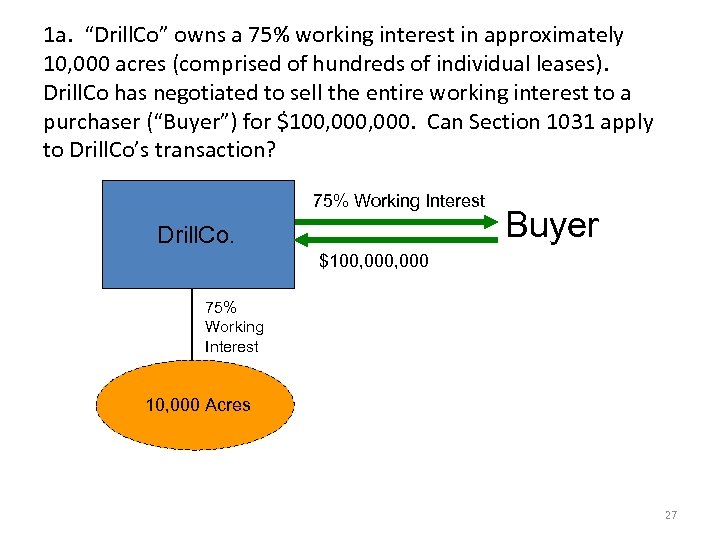1 a. “Drill. Co” owns a 75% working interest in approximately 10, 000 acres