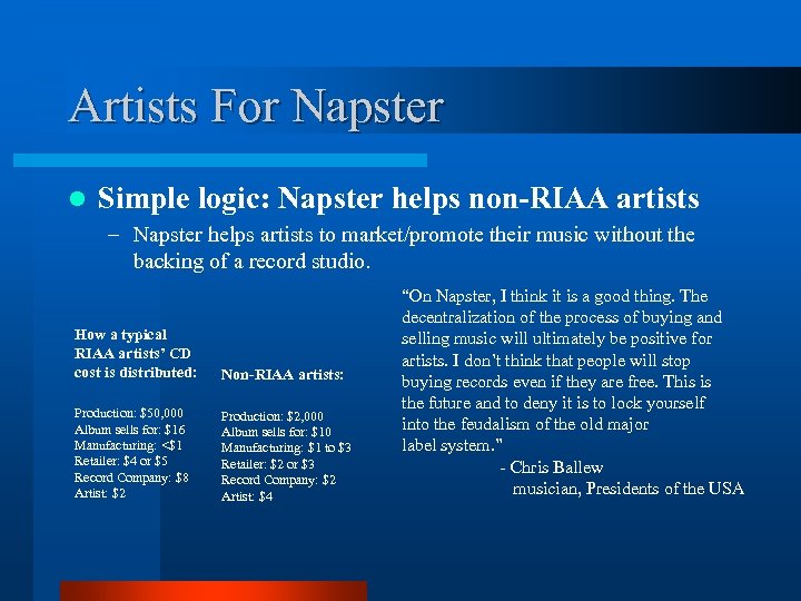 Artists For Napster l Simple logic: Napster helps non-RIAA artists – Napster helps artists