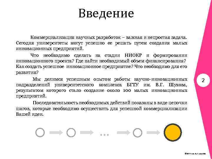 Введение Коммерциализация научных разработок – важная и непростая задача. Сегодня университеты могут успешно ее