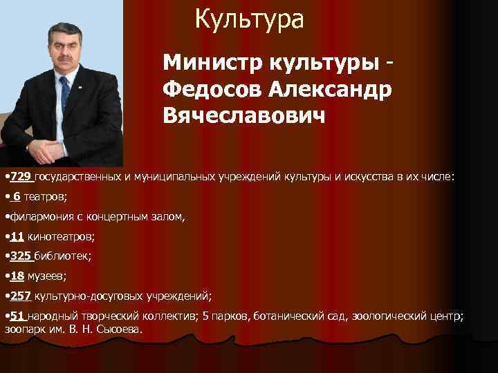 По какому принципу образован дфо. Федосов министр культуры. Федосов Александр Вячеславович Хабаровск. Презентация министра культуры. Федосов Александр Вячеславович Хабаровск институт культуры.