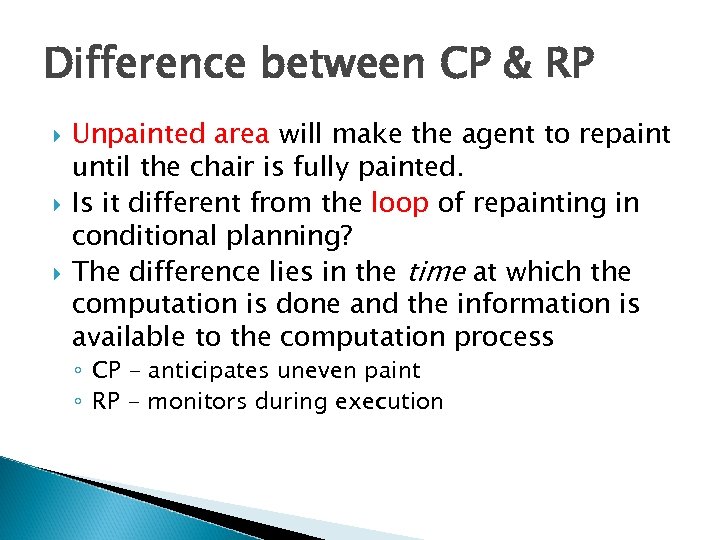 Difference between CP & RP Unpainted area will make the agent to repaint until