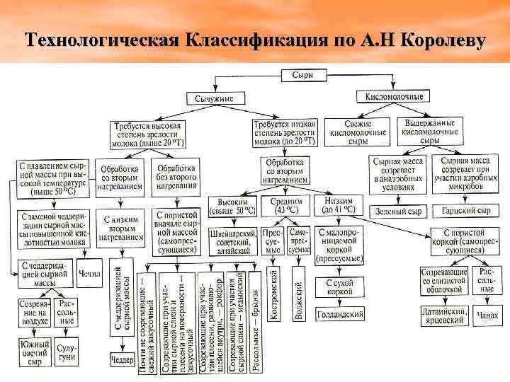 Классификация сыра схема