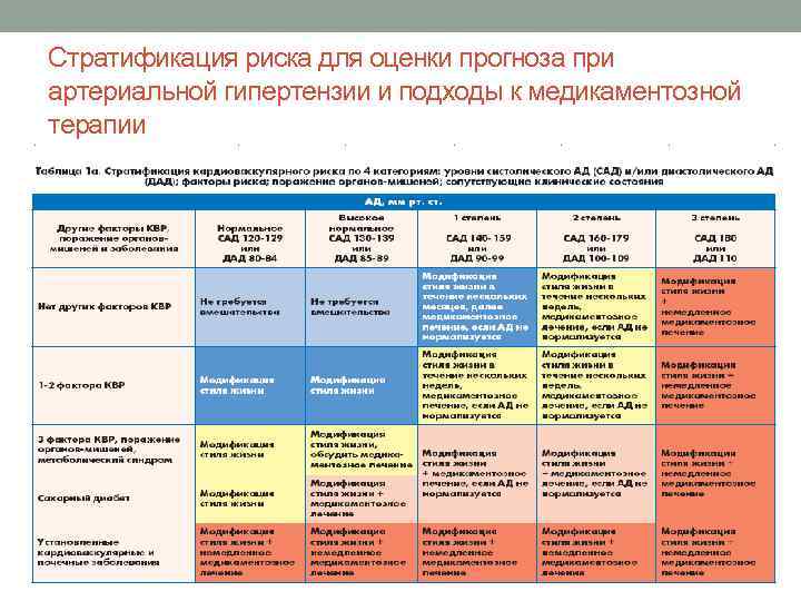 Стратификация риска для оценки прогноза при артериальной гипертензии и подходы к медикаментозной терапии 