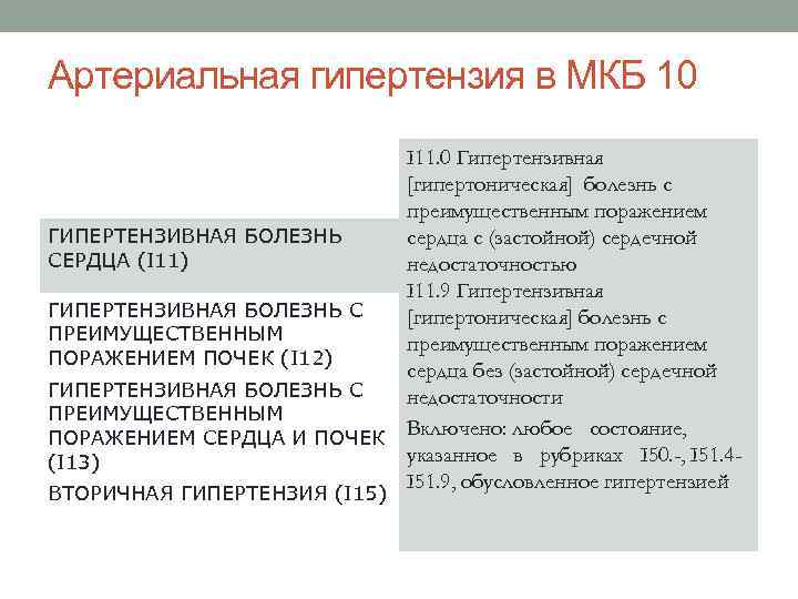 Артериальная гипертензия в МКБ 10 I 11. 0 Гипертензивная [гипертоническая] болезнь с преимущественным поражением