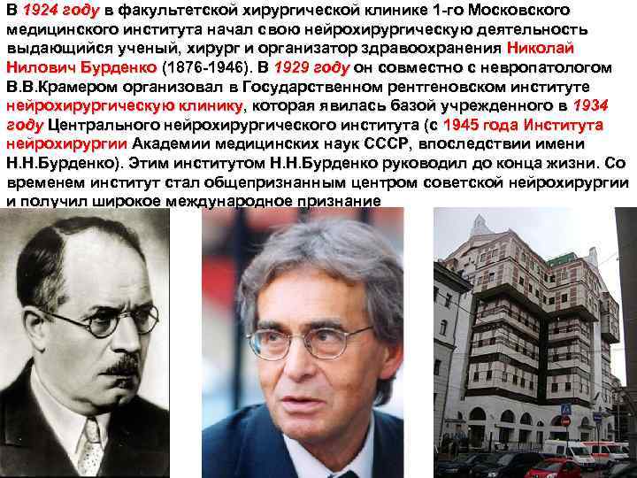 В 1924 году в факультетской хирургической клинике 1 -го Московского медицинского института начал свою