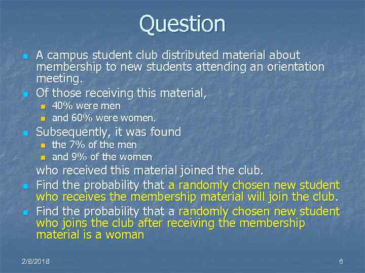 Question n n A campus student club distributed material about membership to new students