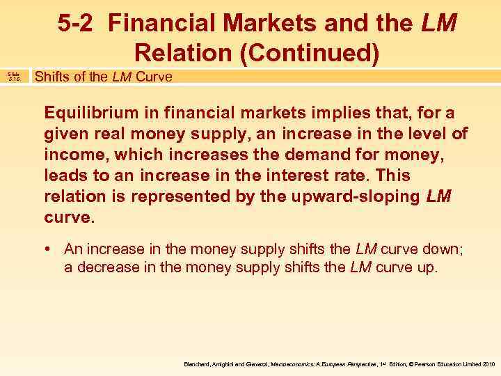 5 -2 Financial Markets and the LM Relation (Continued) Slide 5. 15 Shifts of