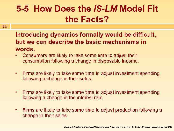 5 -5 How Does the IS-LM Model Fit the Facts? Slide 5. 24 Introducing