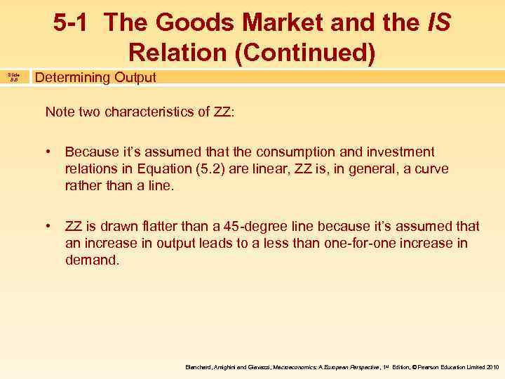 5 -1 The Goods Market and the IS Relation (Continued) Slide 5. 5 Determining