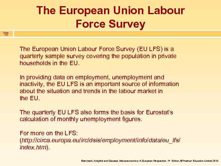 The European Union Labour Force Survey Slide 7. 9 The European Union Labour Force
