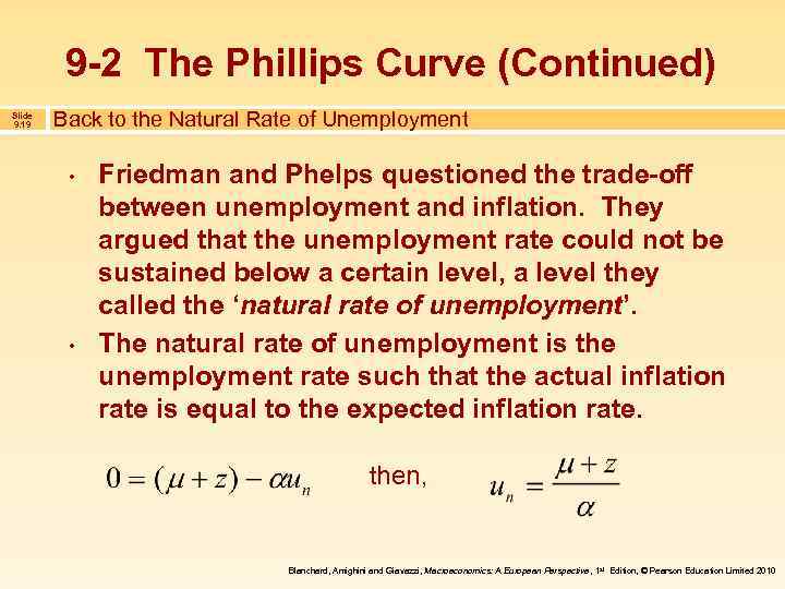 9 -2 The Phillips Curve (Continued) Slide 9. 19 Back to the Natural Rate