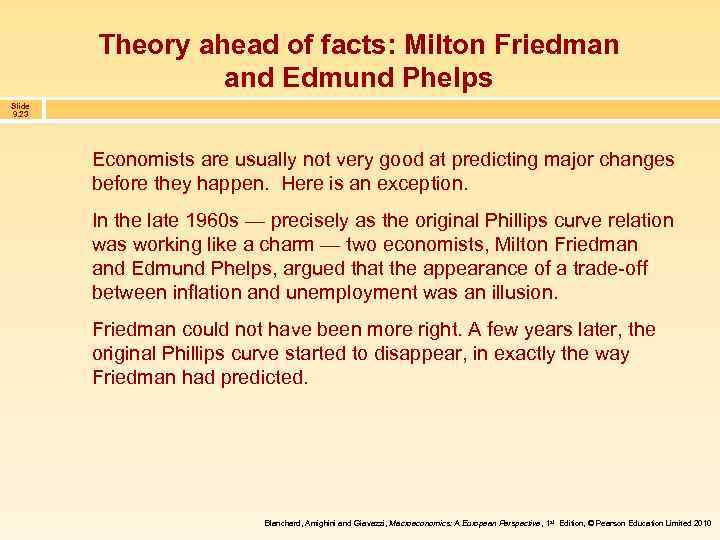 Theory ahead of facts: Milton Friedman and Edmund Phelps Slide 9. 23 Economists are