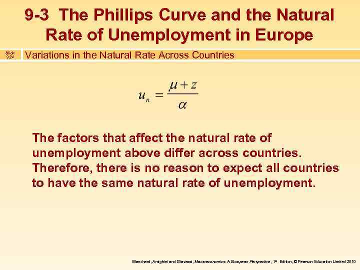 9 -3 The Phillips Curve and the Natural Rate of Unemployment in Europe Slide