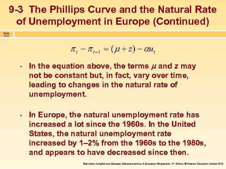 9 -3 The Phillips Curve and the Natural Rate of Unemployment in Europe (Continued)