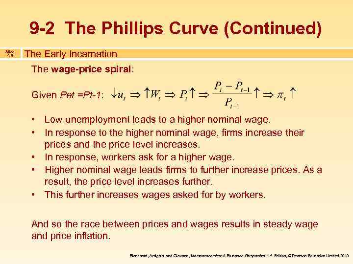 9 -2 The Phillips Curve (Continued) Slide 9. 8 The Early Incarnation The wage-price