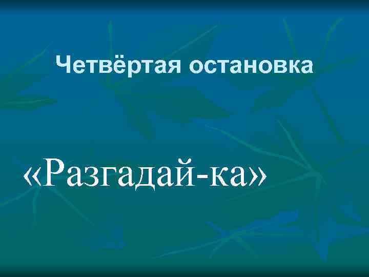 Четвёртая остановка «Разгадай-ка» 
