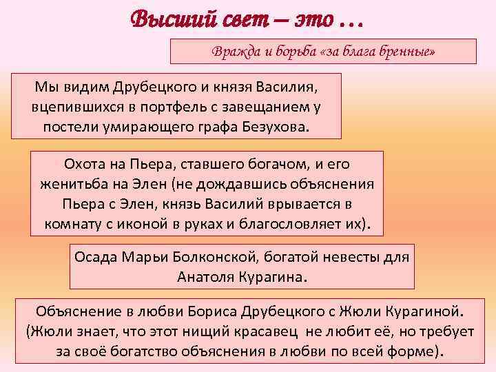 Вражда это. Высший свет война и мир. Высший свет в романе война и мир. Эпизод борьбы за наследство графа Безухова война и мир. Высший свет.