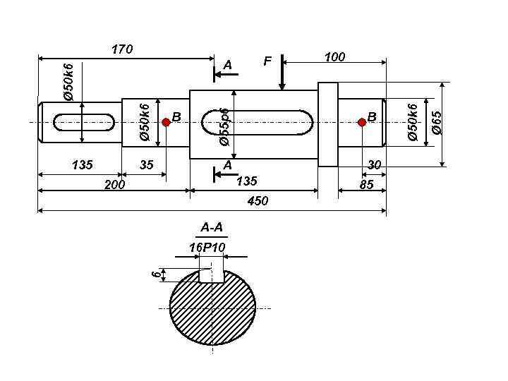 Ø 55 р6 Ø 50 k 6 135 B B А 30 35 135