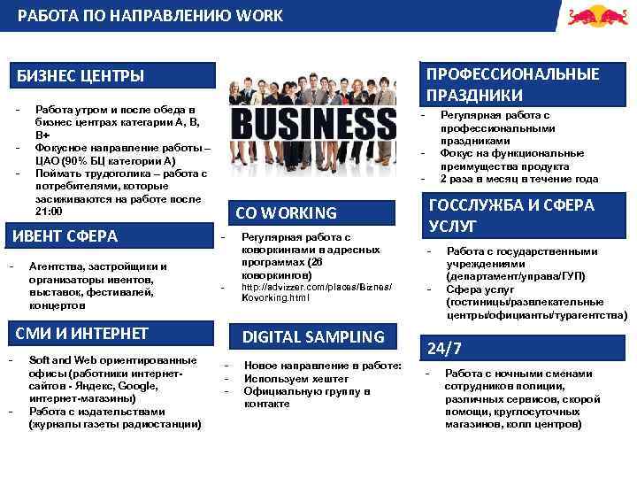 РАБОТА ПО НАПРАВЛЕНИЮ WORK ПРОФЕССИОНАЛЬНЫЕ ПРАЗДНИКИ БИЗНЕС ЦЕНТРЫ - Работа утром и после обеда