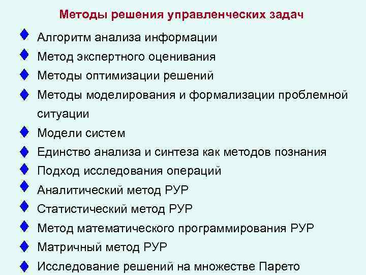 Методы выбора решений. Алгоритм анализа задачи. Методы решения управленческих задач. Алгоритм решения управленческих проблем. Методы решения задач в менеджменте.