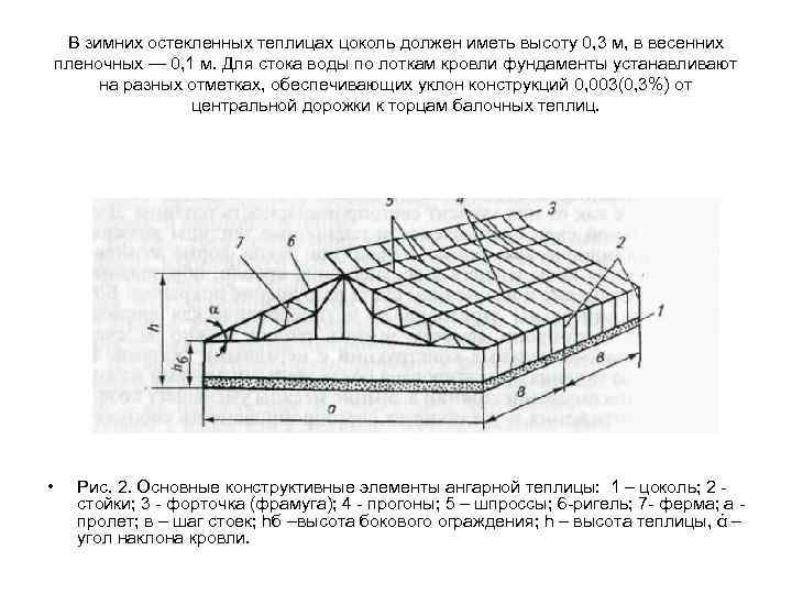В зимних остекленных теплицах цоколь должен иметь высоту 0, 3 м, в весенних пленочных