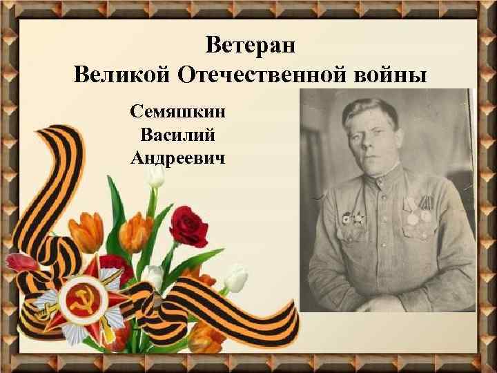 Ветеран Великой Отечественной войны Семяшкин Василий Андреевич 