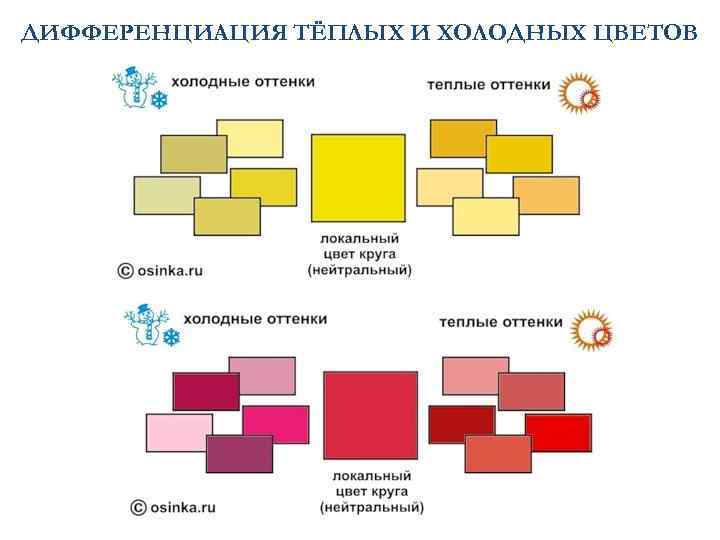 ДИФФЕРЕНЦИАЦИЯ ТЁПЛЫХ И ХОЛОДНЫХ ЦВЕТОВ 