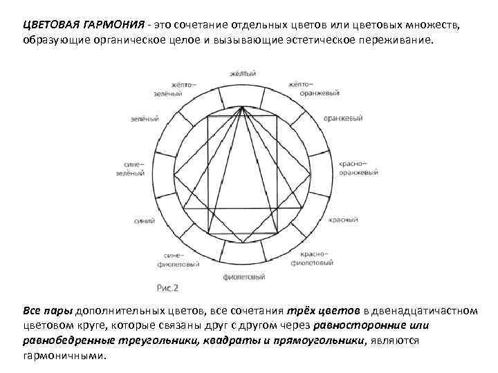 ЦВЕТОВАЯ ГАРМОНИЯ - это сочетание отдельных цветов или цветовых множеств, образующие органическое целое и