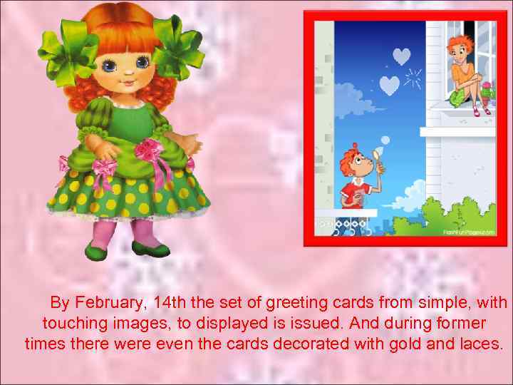By February, 14 th the set of greeting cards from simple, with touching images,