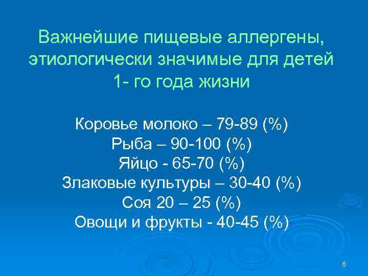 Важнейшие пищевые аллергены, этиологически значимые для детей 1 - го года жизни Коровье молоко