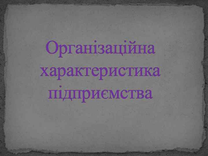 Організаційна характеристика підприємства 